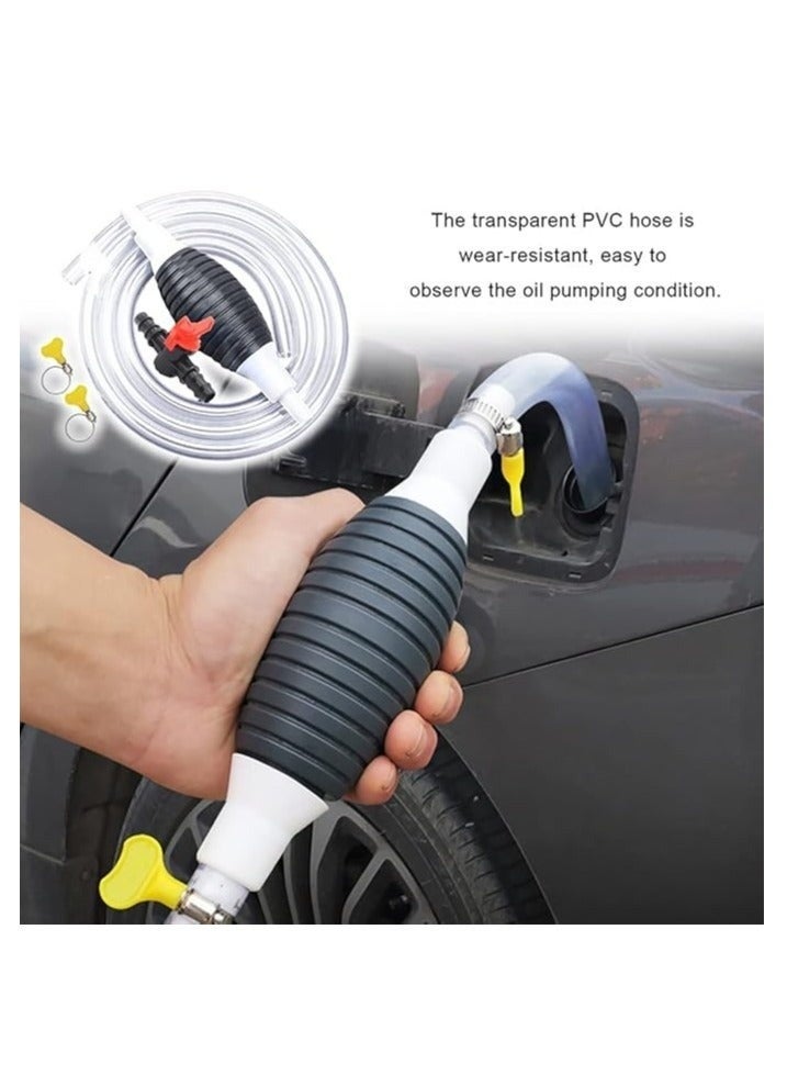 طقم مضخة نقل السوائل - مضخة شفط يدوية للزيت والبنزين والماء، مضخة يدوية عالية التدفق للسيارات والدراجات النارية والاستخدام المنزلي وفي ورش العمل - Image 2